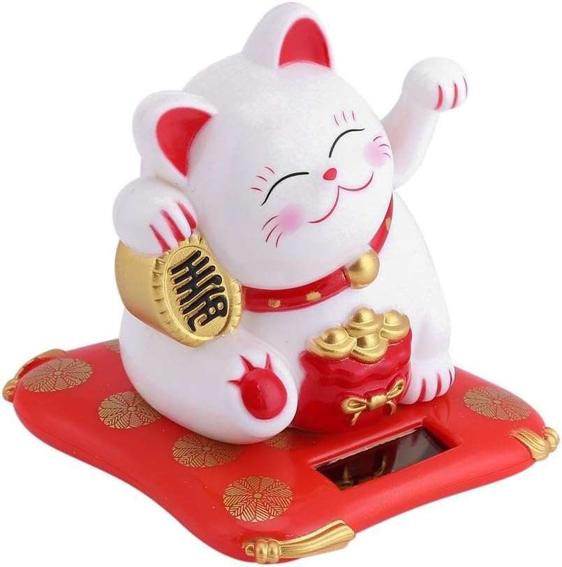 Lucky Cat, Solar Powered Cute Waving Cat, Maneki Neko Waving Arm for Fortune - Image 2