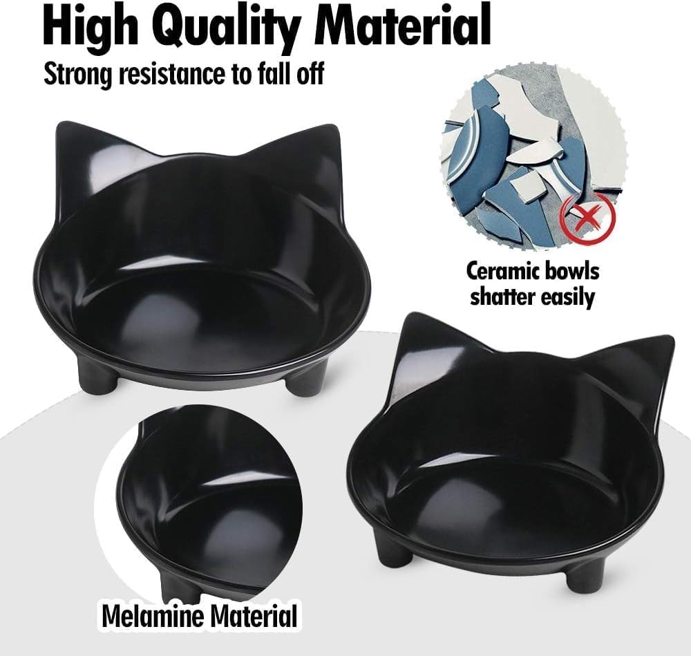 Cat Bowls Cat Food Bowl Non Slip Pet Bowl Shallow Cat Water Bowl to Stress - Image 3