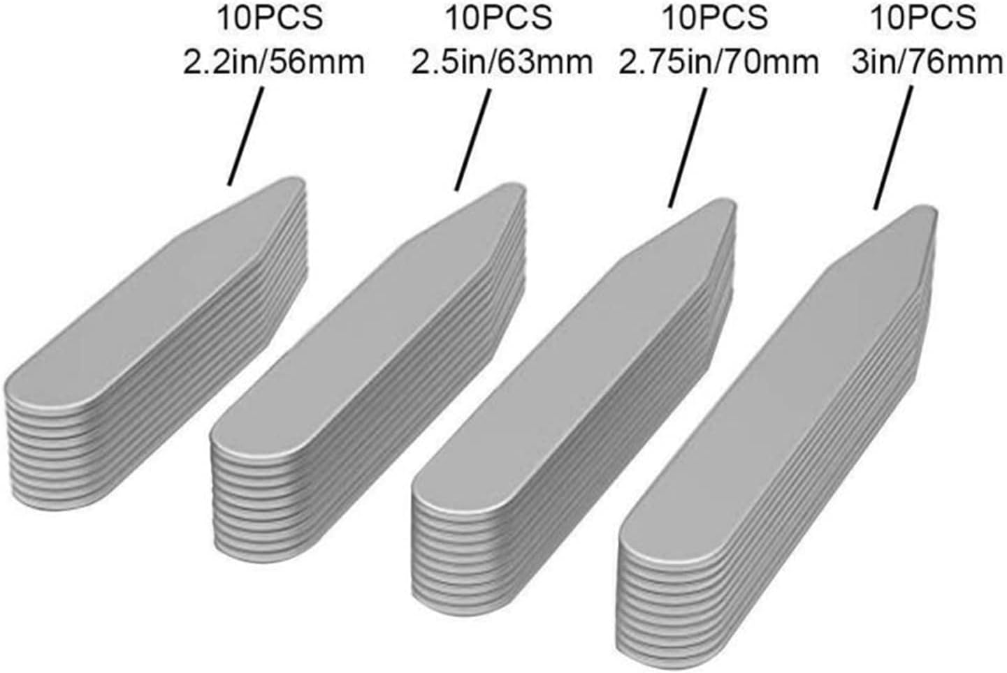 40pcs 4 Sizes Stainless Steel Collar Stays Support Dress Shirt Collar - Image 2