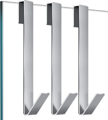 Shower Door Hooks 10 in, Shower Hooks for Towels, Heavy Duty Drilling-Free