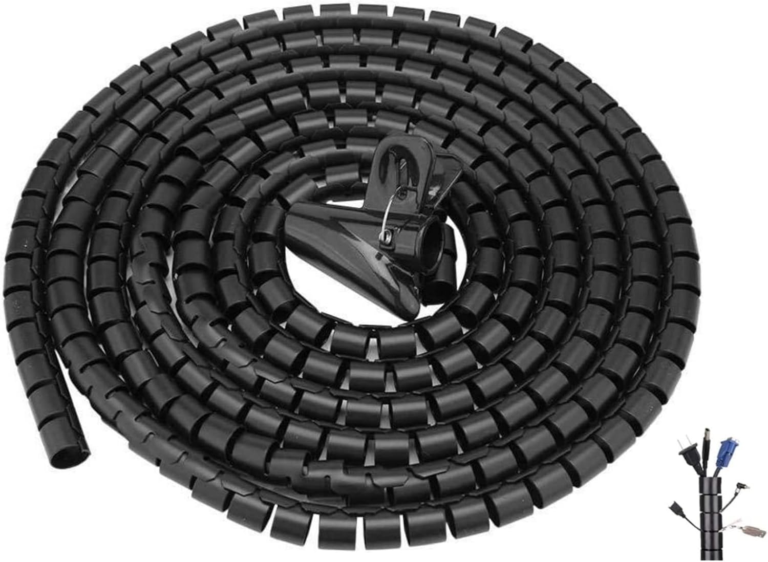 Spiral Cable Wrap - 5M Length, 20MM Diameter, Cut-to-Length, Flexible Cable Tidy