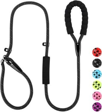 Slip Lead Dog Leash, Anti-Choking with Traffic Padded Two Handles, Reflective