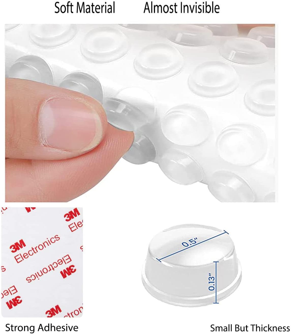 Door Stopper Wall Protector,Adhesive Silicone Reusable Bumper Protector Clear - Image 2