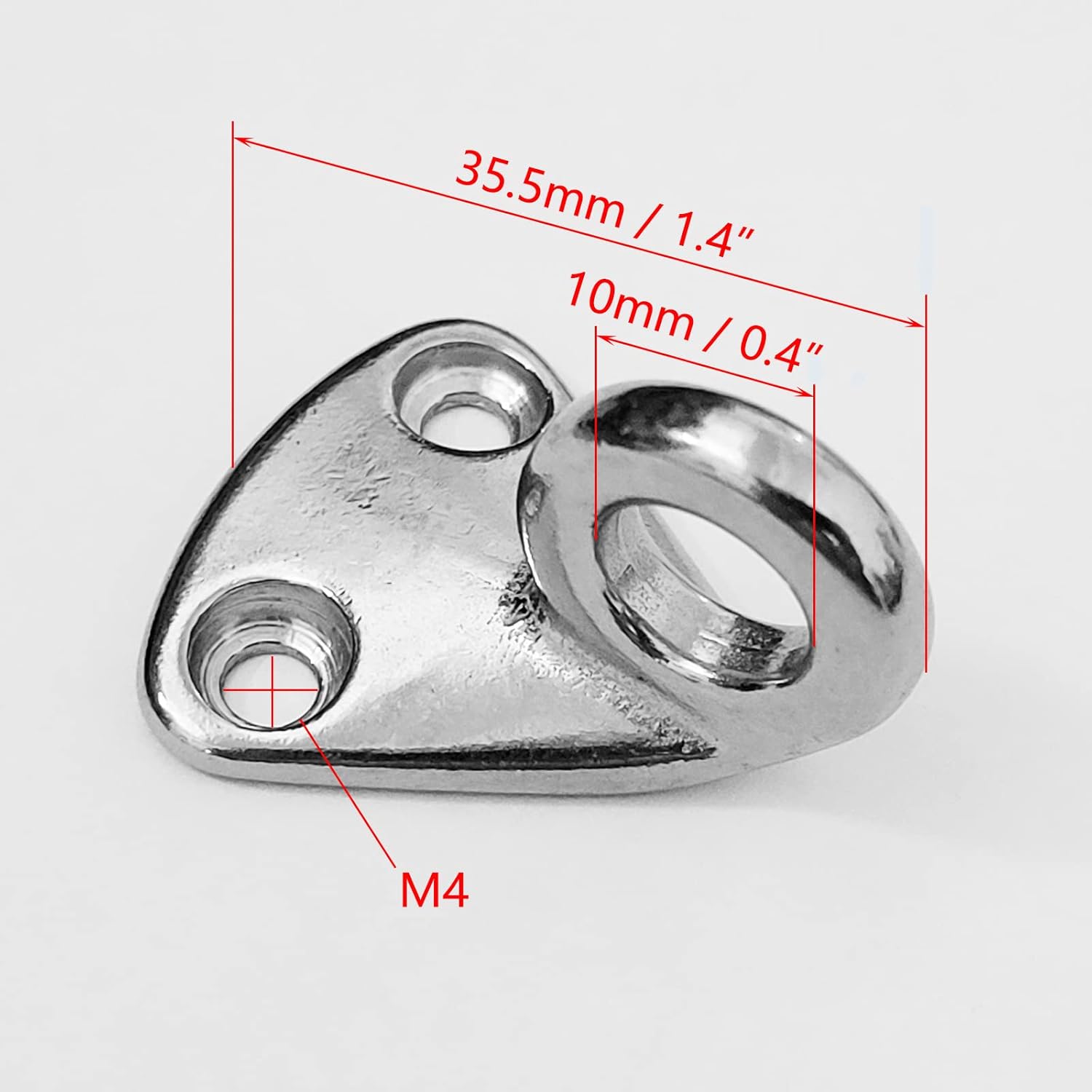 4Pcs 0.4 Inch Fending Pad Eye Fender Hook 316 Stainless Steel - Image 3