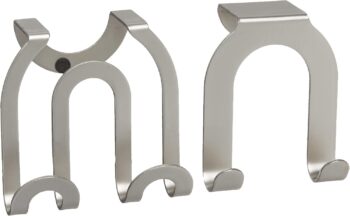 Over-The-Cabinet Door Double Hook, Brushed Nickel Pos/Neg