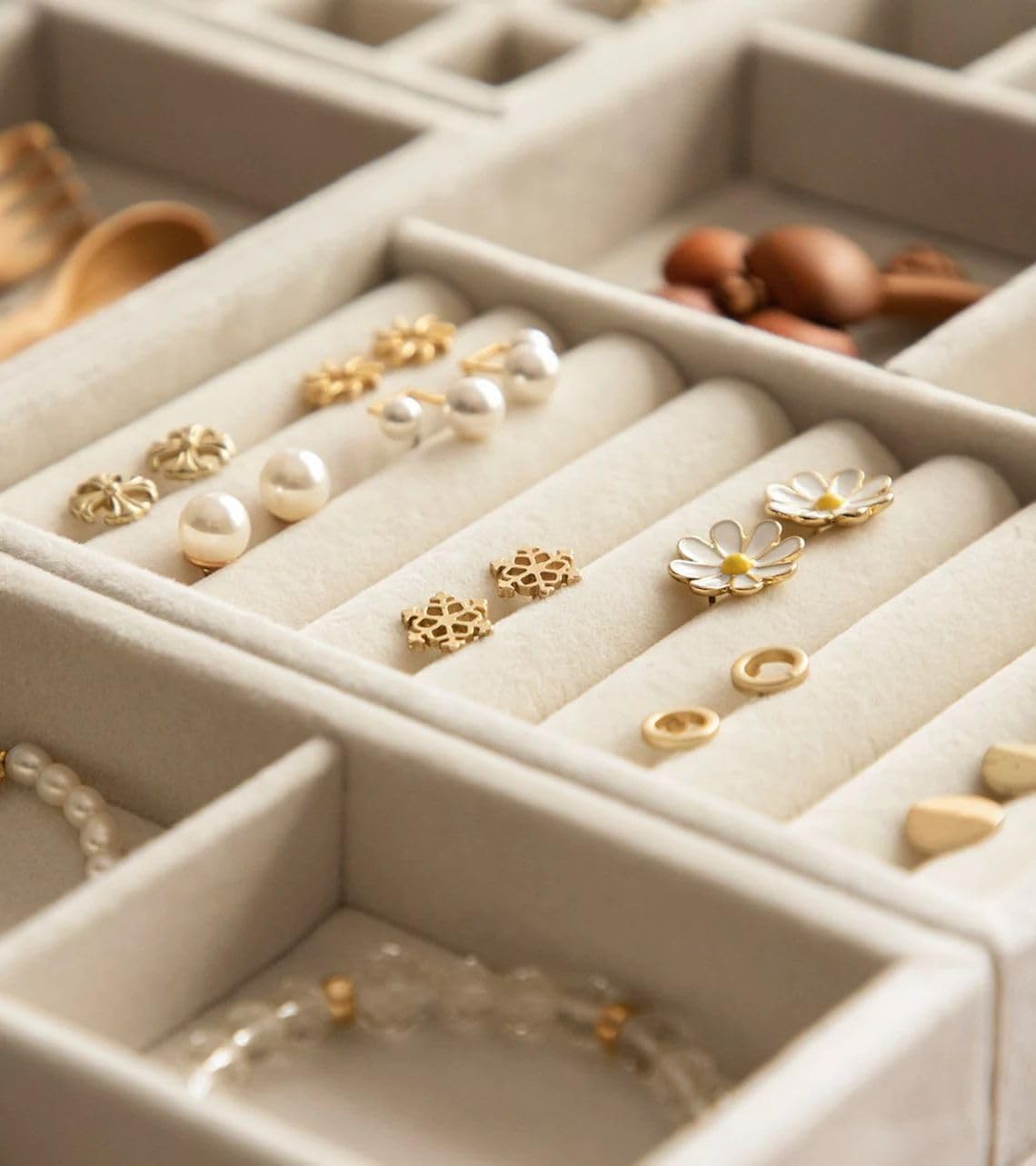 Set of 8 Velvet Jewelry Tray, Drawer Insert Divided Storage Holder Stackable - Image 6