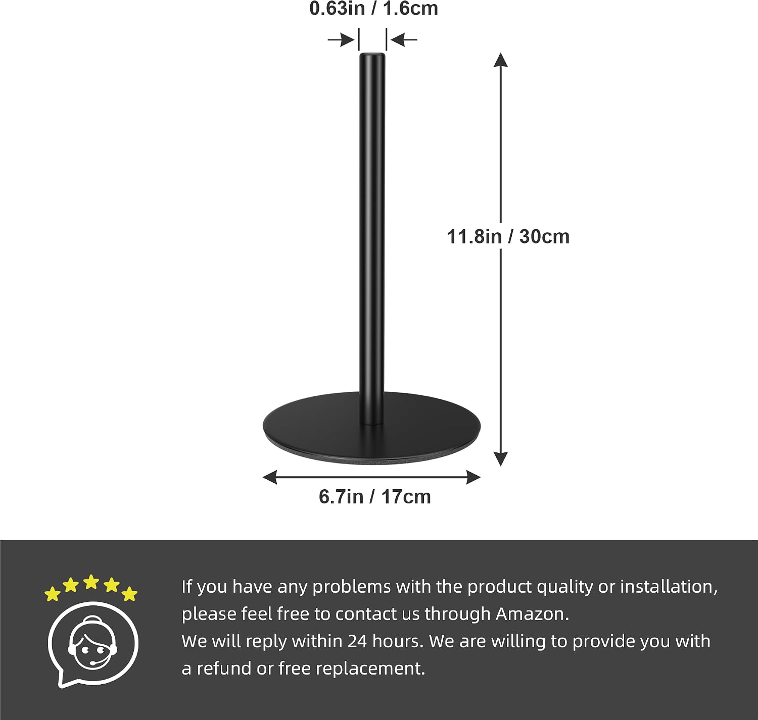 Black Paper Towel Holder Countertop, Free-Standing Kitchen Roll Holder - Image 6