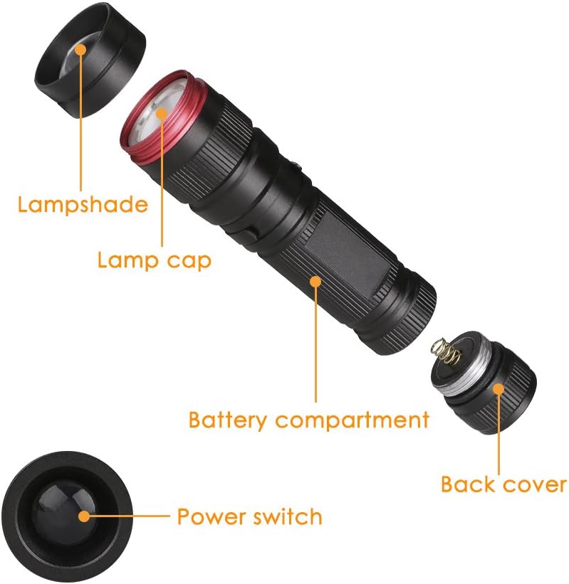 LED Blacklight Ultraviolet Flashlight, 3 Modes Zoomable Black Light 395nm UV - Image 6