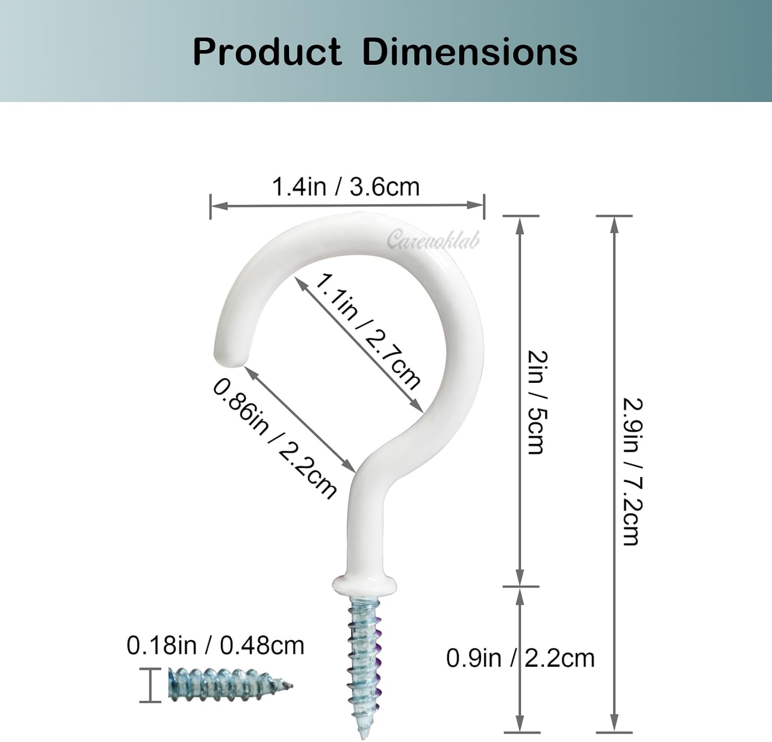 25 Pack 2.9 Inches Vinyl Coated Steel Metal Ceiling Hooks, Screw-in Hangers - Image 2