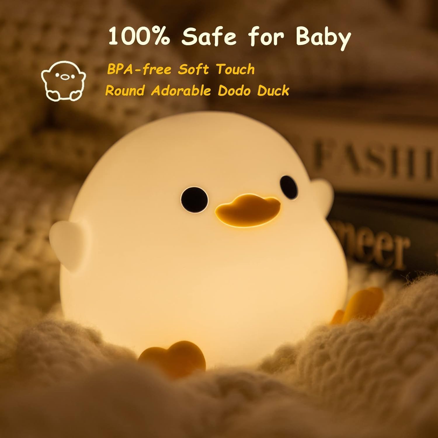 Cute Duck Night Light for Kids Animal Silicone Nursery Rechargeable Table Lamp - Image 2