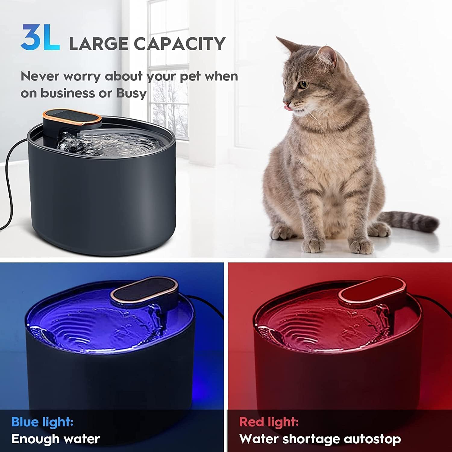 Cat Water Fountain, Pet Fountain Dog Water Dispenser 3L, Easy to Clean - Image 3