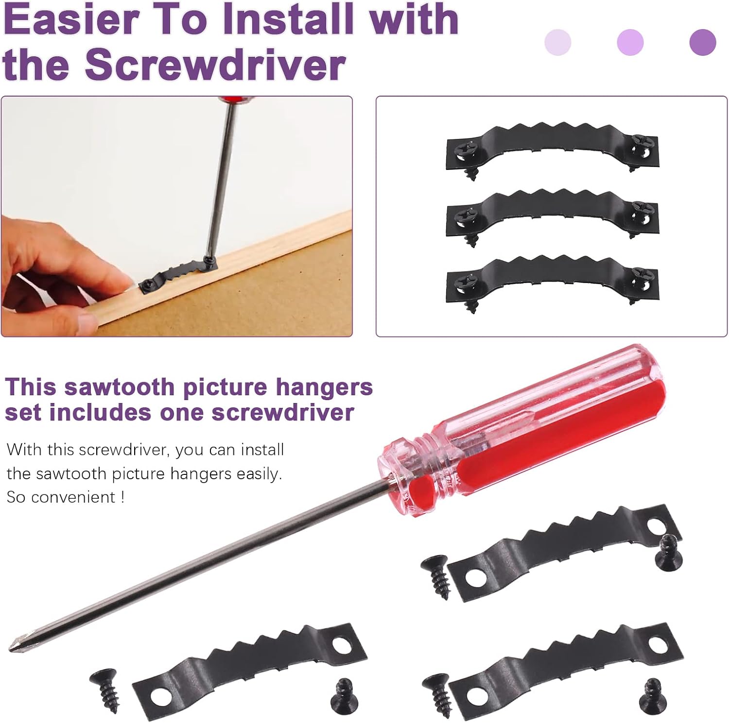 600Pcs Sawtooth Picture Frame Hanging Hangers Double Hole with Screws - Image 4