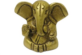 Mini Ganesha Brass Statue Diwali Poojan Ganesh Ji Ganpati Figurine Meditation