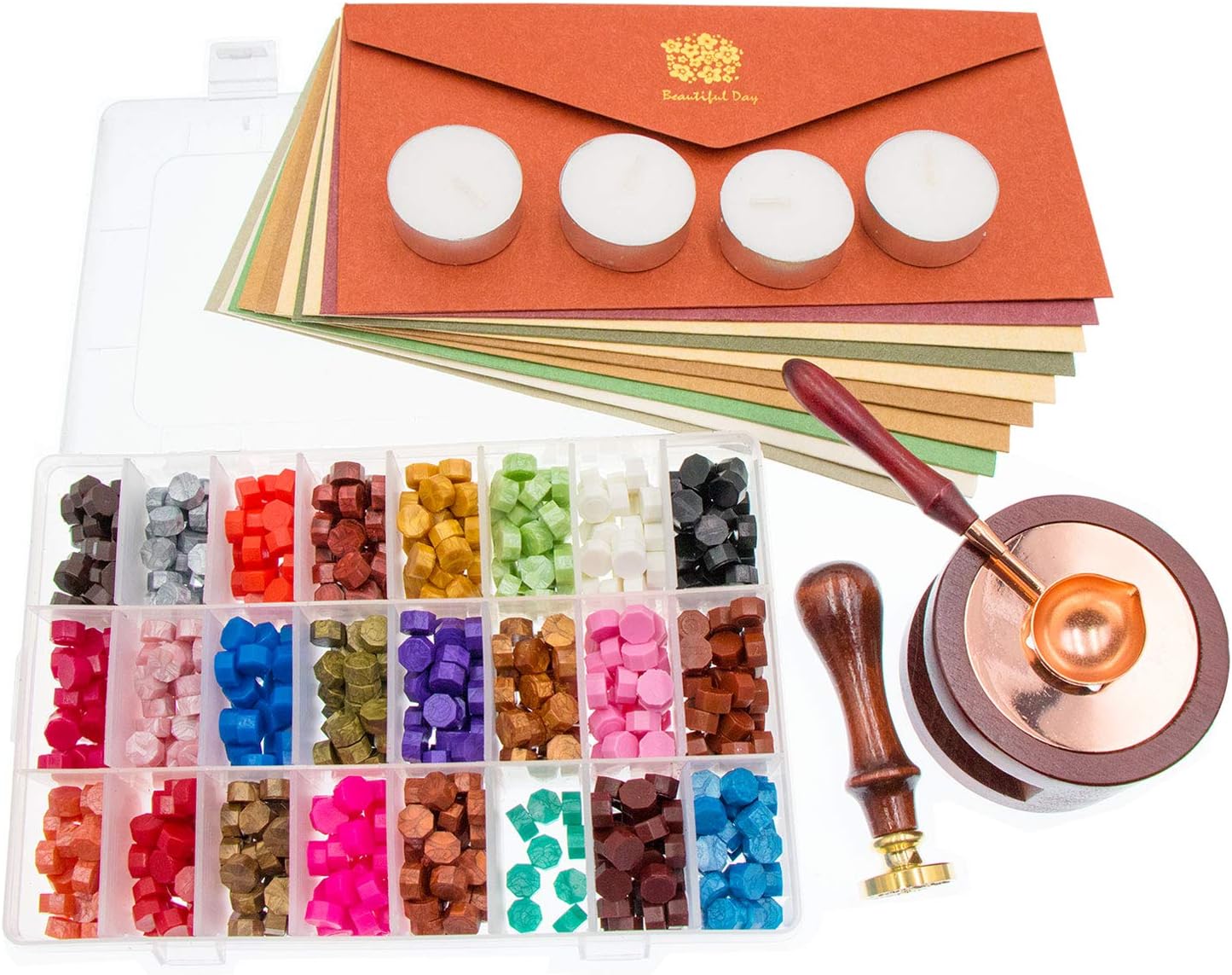 Wax Seal Kit, 744Pcs Octagon Sealing Wax Beads w/ Melting Furnace, Tree of Life - Image 8