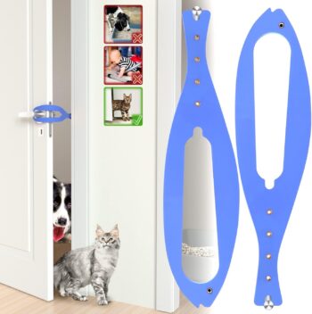 2Pcs Cat Blue Door Holder Latch Larger Cat Door Alternative to Keep Dogs Out