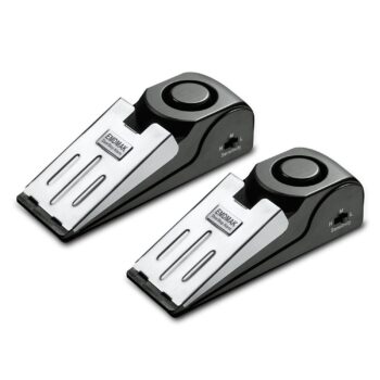 Door Stop Alarm with 120DB Siren Door Stop for Home & Travel (Black) (Pack of 2)