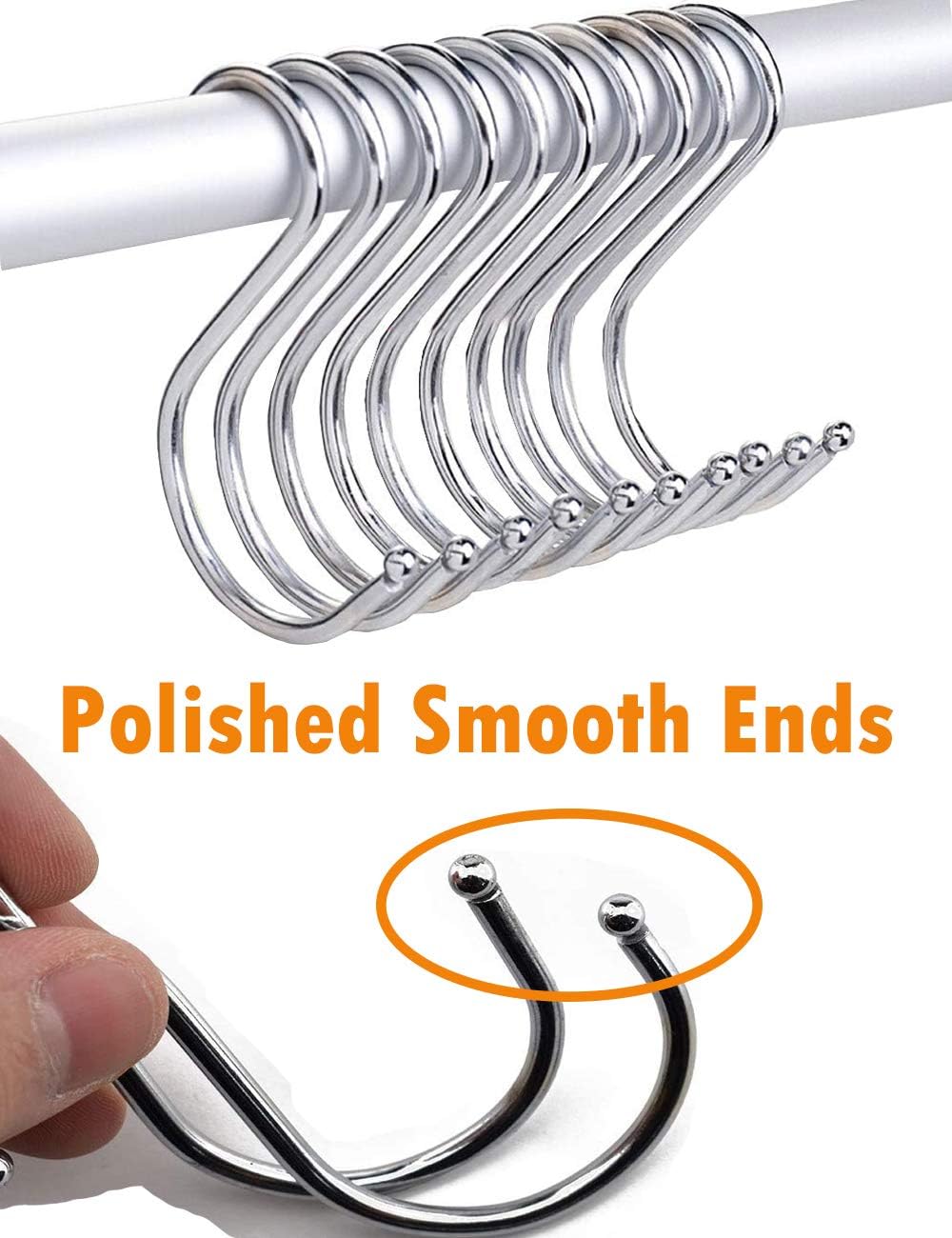 Stainless Steel S Shaped Hooks Hangers, Heavy Duty S Hooks, 20PCS Multipurpose - Image 3