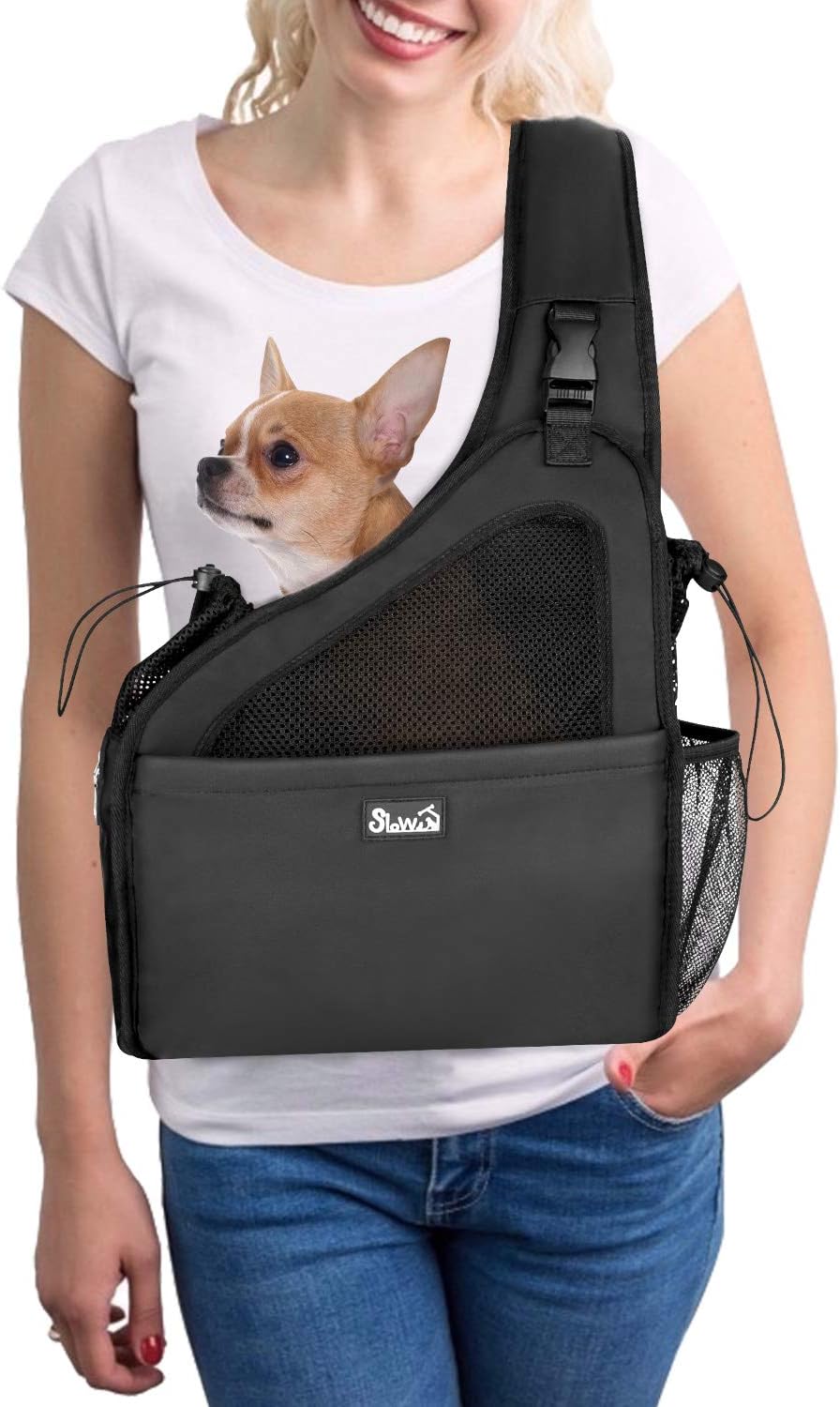 Pet Dog Sling Carrier, Hands Free Papoose Small Animal Puppy Travel Bag Tote