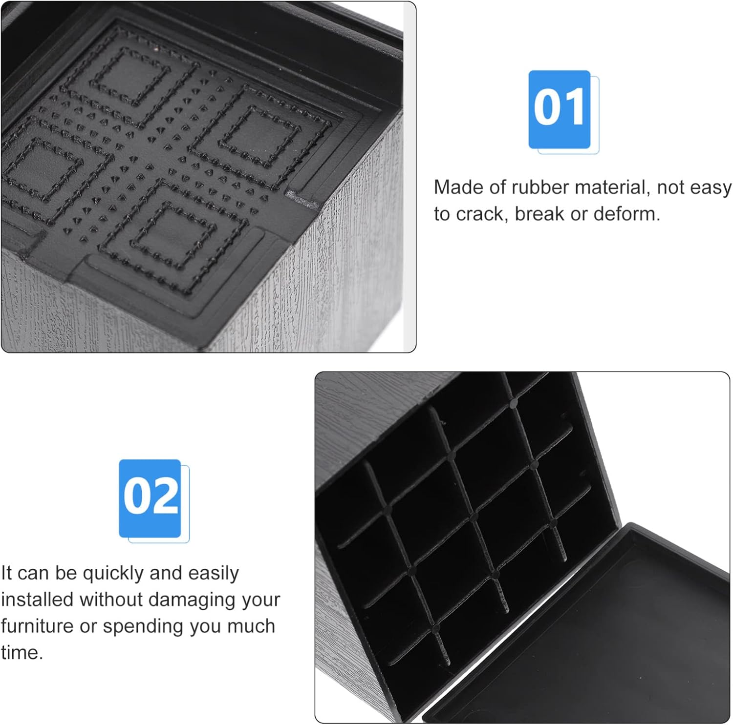 4pcs Furniture Risers Rubber Bed Risers Square Chair Table Risers Height - Image 5