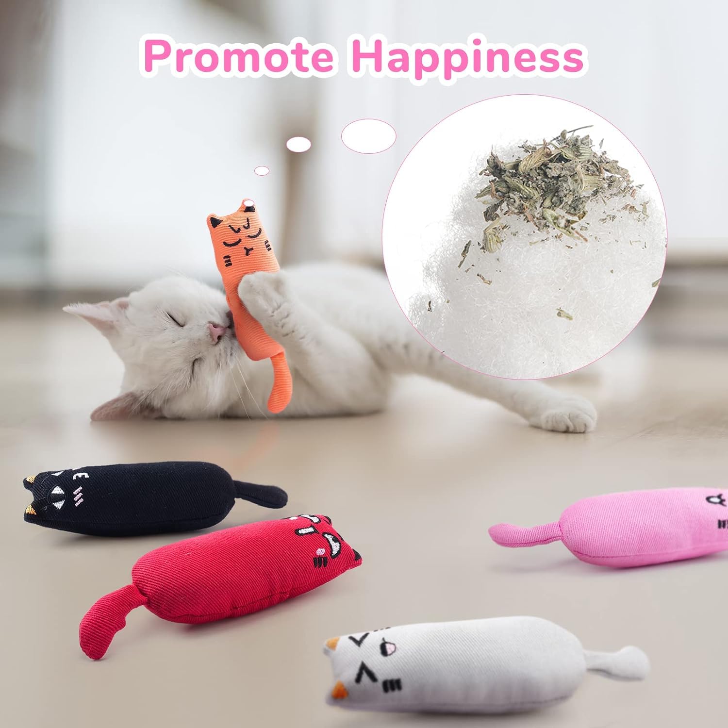 Catnip Toys,5Pcs Interactive Catnip Pillow Toy for Cats, Cartoon Mice Cat - Image 3