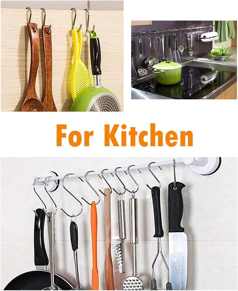 Stainless Steel S Shaped Hooks Hangers, Heavy Duty S Hooks, 20PCS Multipurpose - Image 5