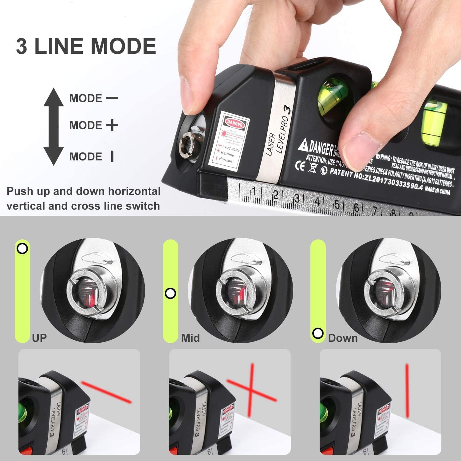 Laser Level Line Tool, Multipurpose Laser Level Kit Standard Cross Line Laser - Image 2