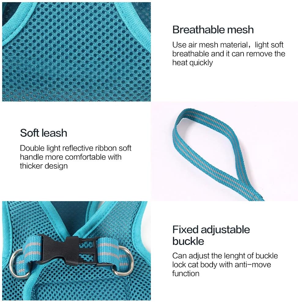 Cat Outdoor Walking Harness Set, Pet Vest Harness Breathable Mesh, Adjustable - Image 7