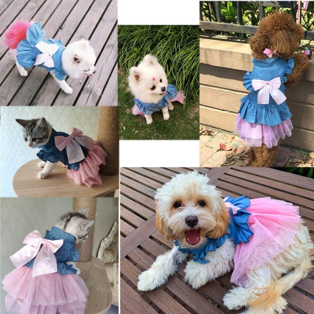 (XL, Pink) - Pet Clothes, Sweet Bowk Small Dog Skirt Girl Tutu Clothing - Image 9