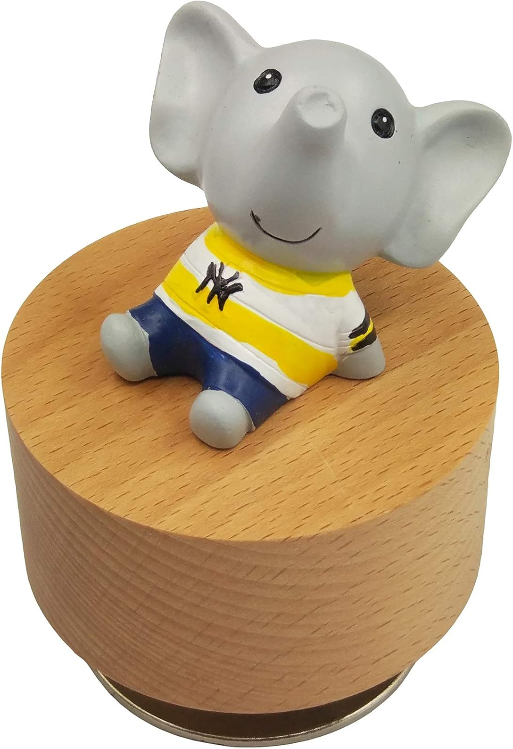 Mini Wooden Animal Rotary Music Box with Cute Elephant Ornament (Tune:Edelweiss)