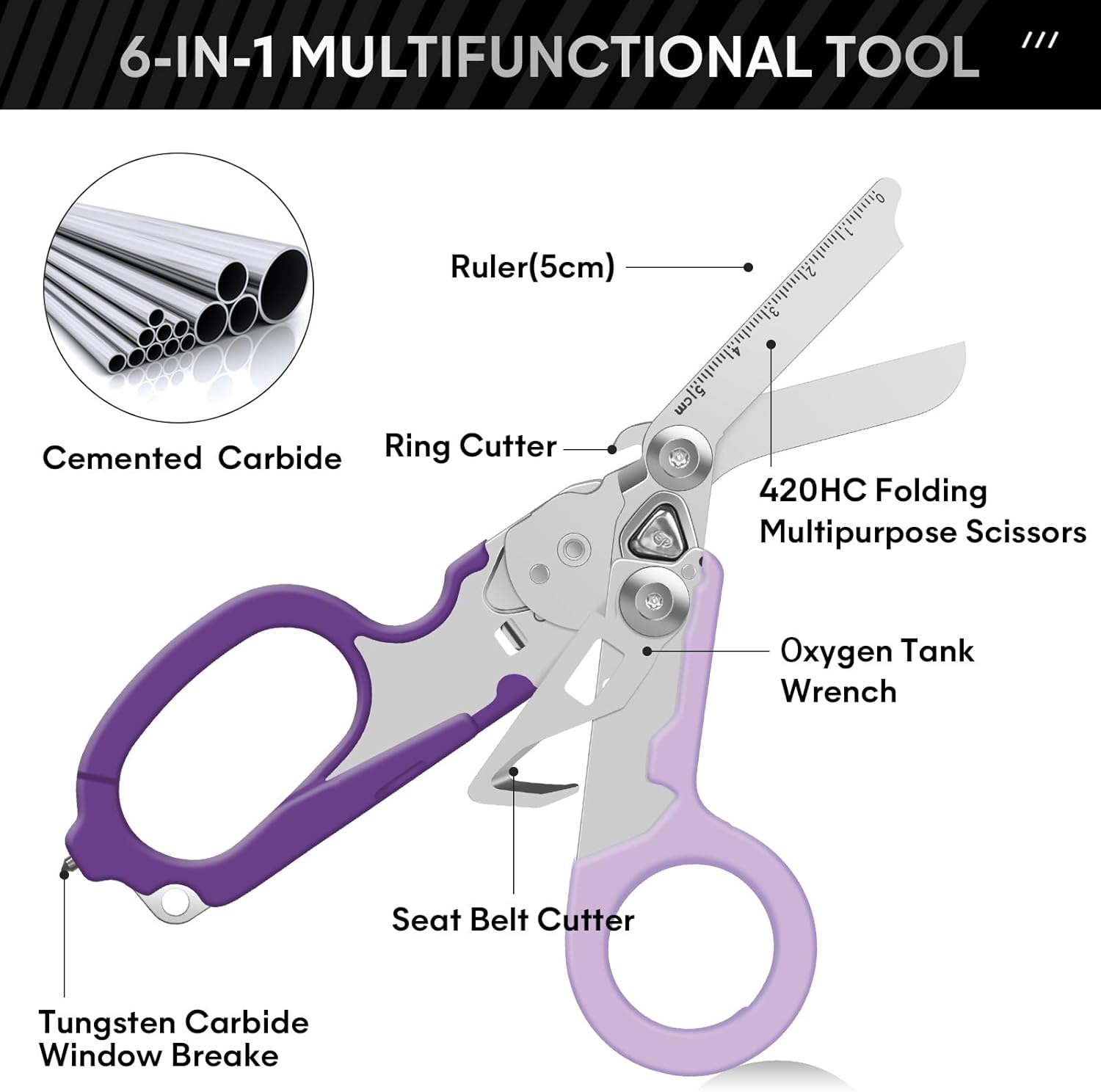 Trauma Shears Emergency Shears with Strap Cutter and Glass Breaker Stainless - Image 3