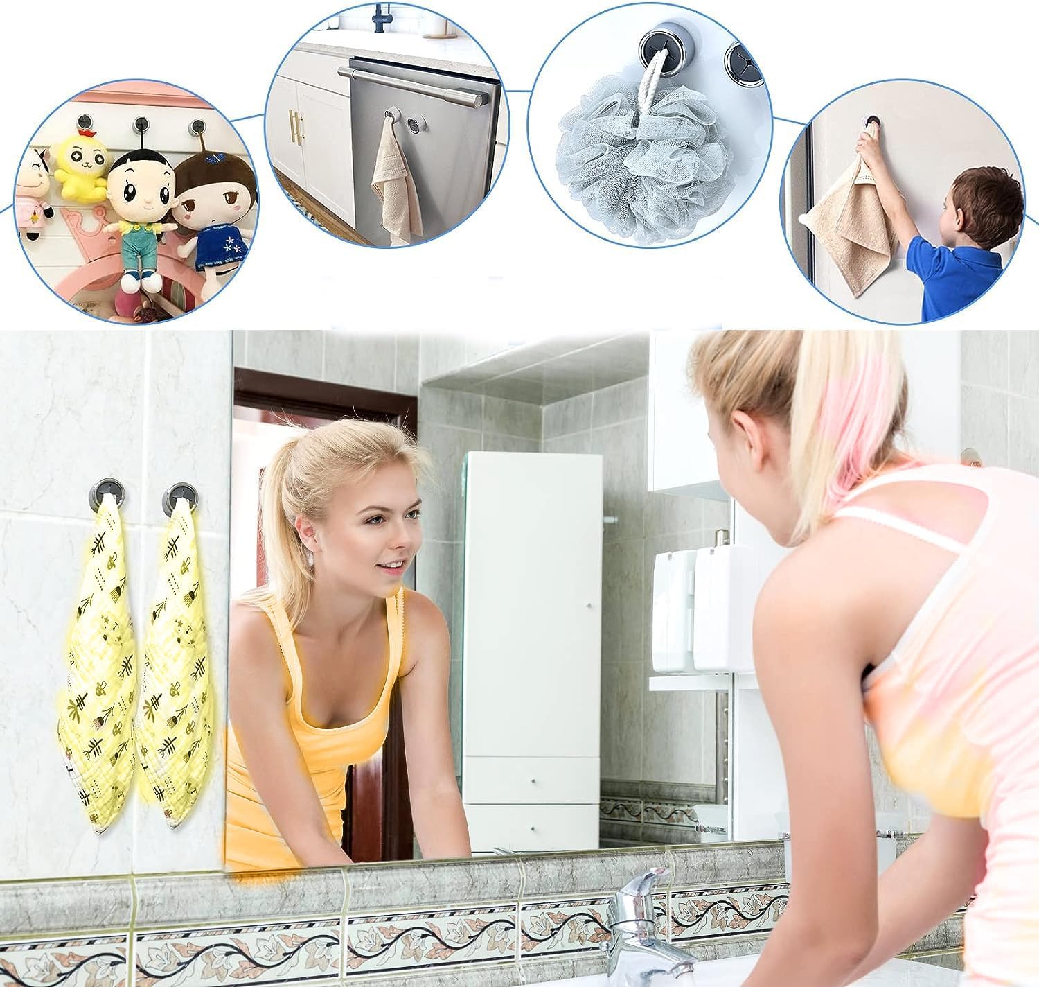 6 Pcs Towel Hook, Self Adhesive Dish Towel Holder, Towel Hanger - Image 3