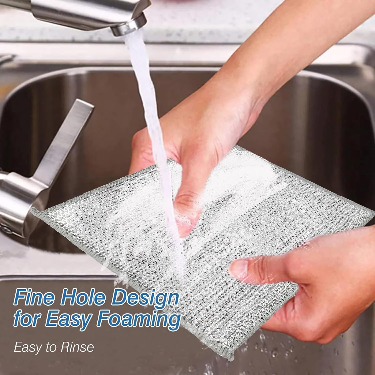 5PCS Multipurpose Wire Dishwashing Rags for Wet and Dry, Reusable Non-Scratch - Image 4