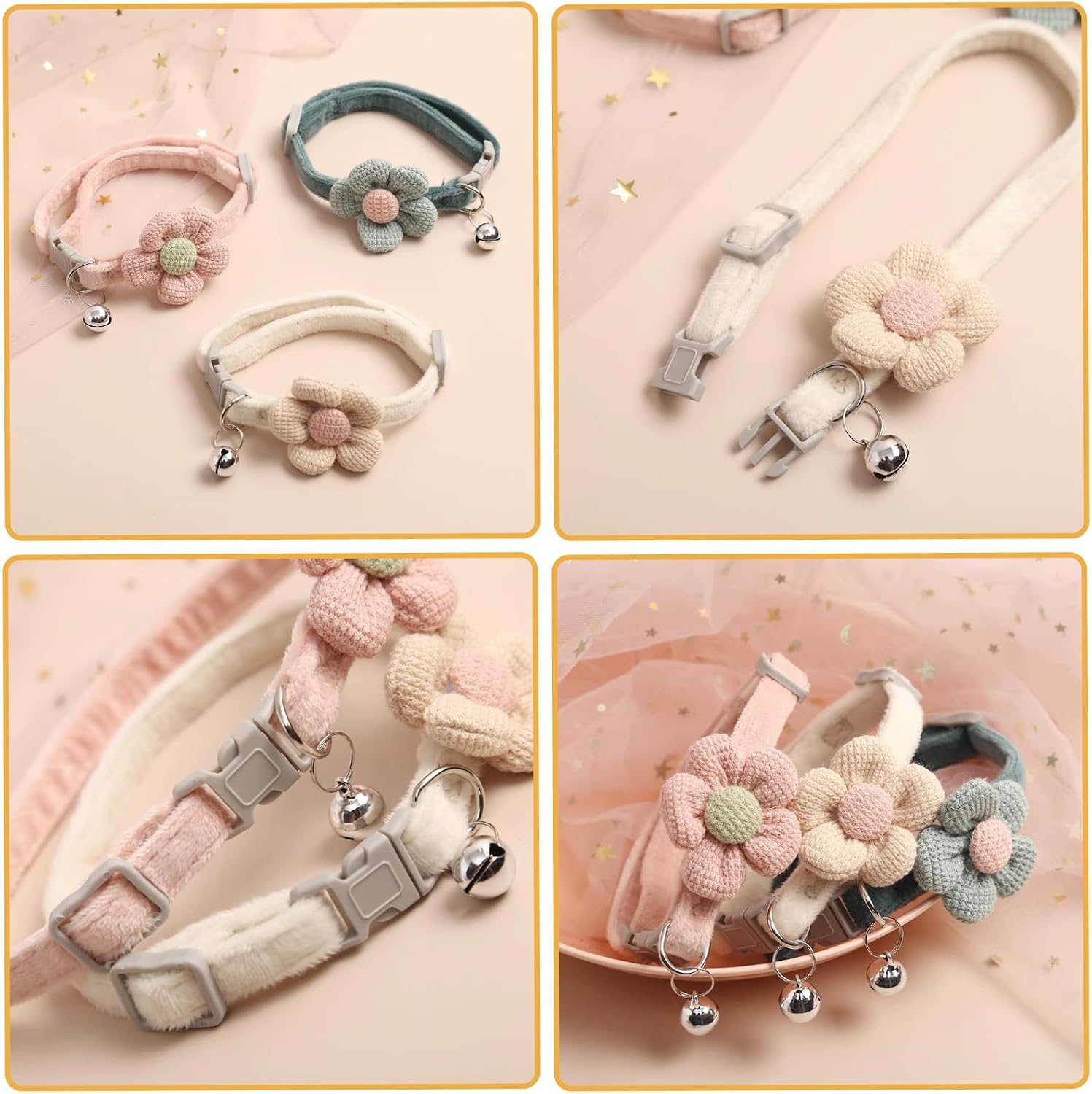 Breakaway Cat Collars with Bell 2PCS, Cute Kitty Adjustable Safe Kitten Collars - Image 5