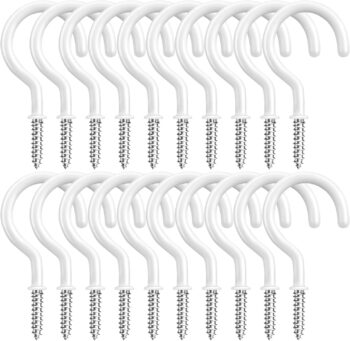 20 Pcs White Ceiling Hooks, 2.9 Inch Steel Hanging Hooks, Rust-Resistant Ceiling