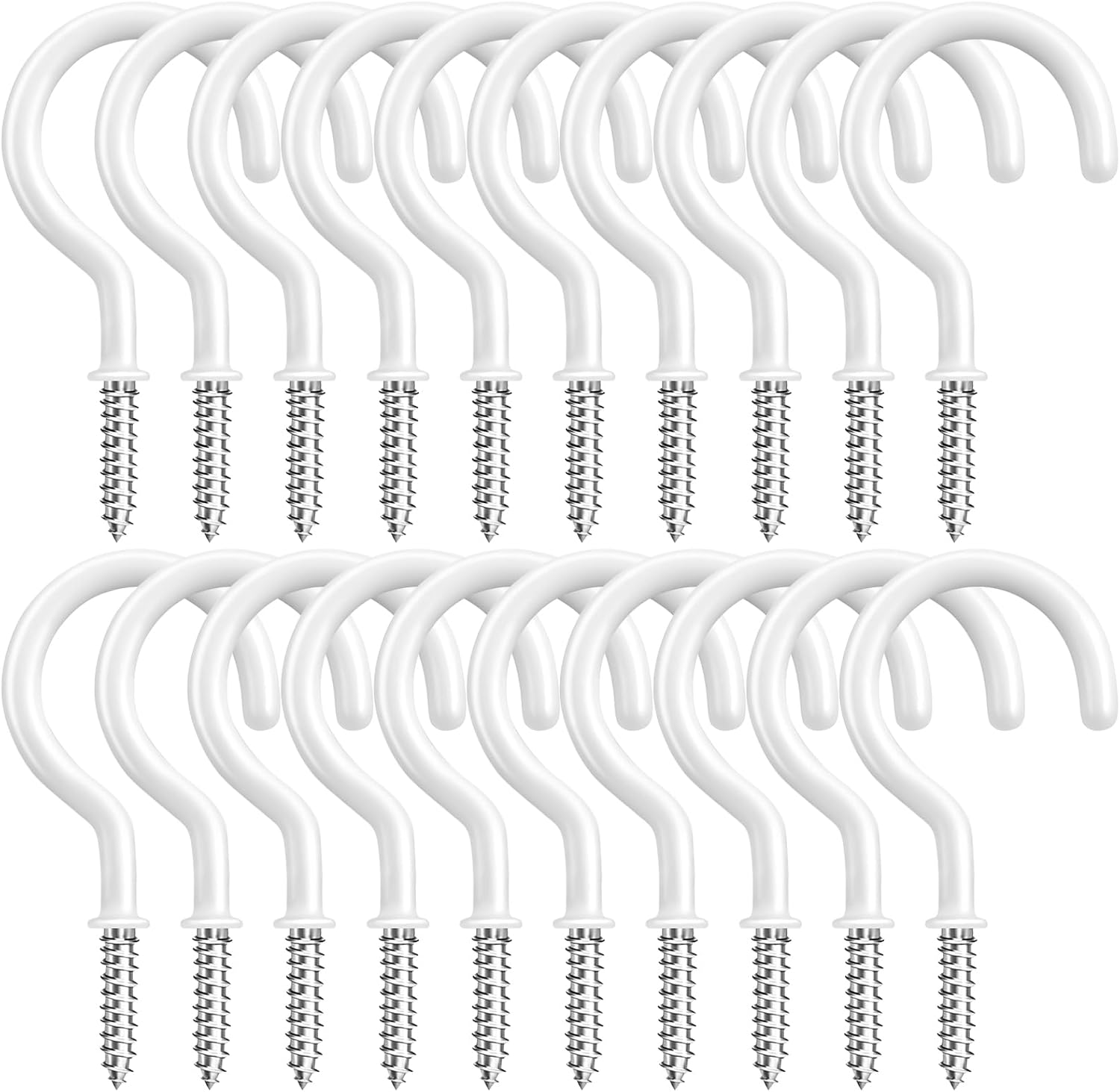 20 Pcs White Ceiling Hooks, 2.9 Inch Steel Hanging Hooks, Rust-Resistant Ceiling