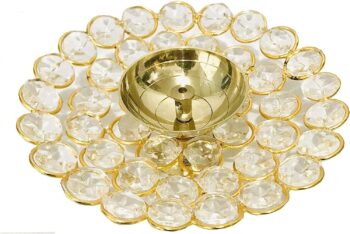 Brass Diya for Pooja Crystal Stone Akhand Jyot Diya Deepak Puja Dia Navaratri