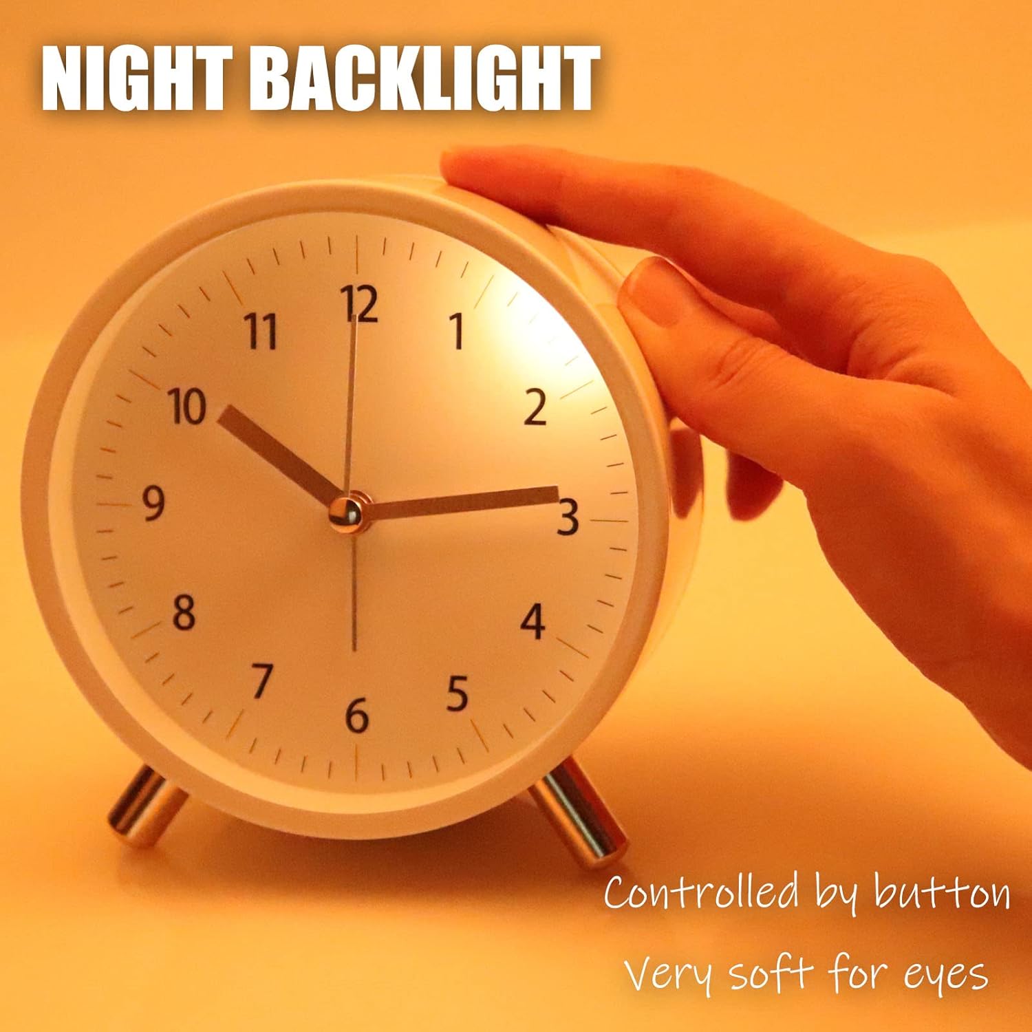 Alarm Clock 4.5" Bedside Analog Alarm Clock for Bedroom Battery Operated Round - Image 4