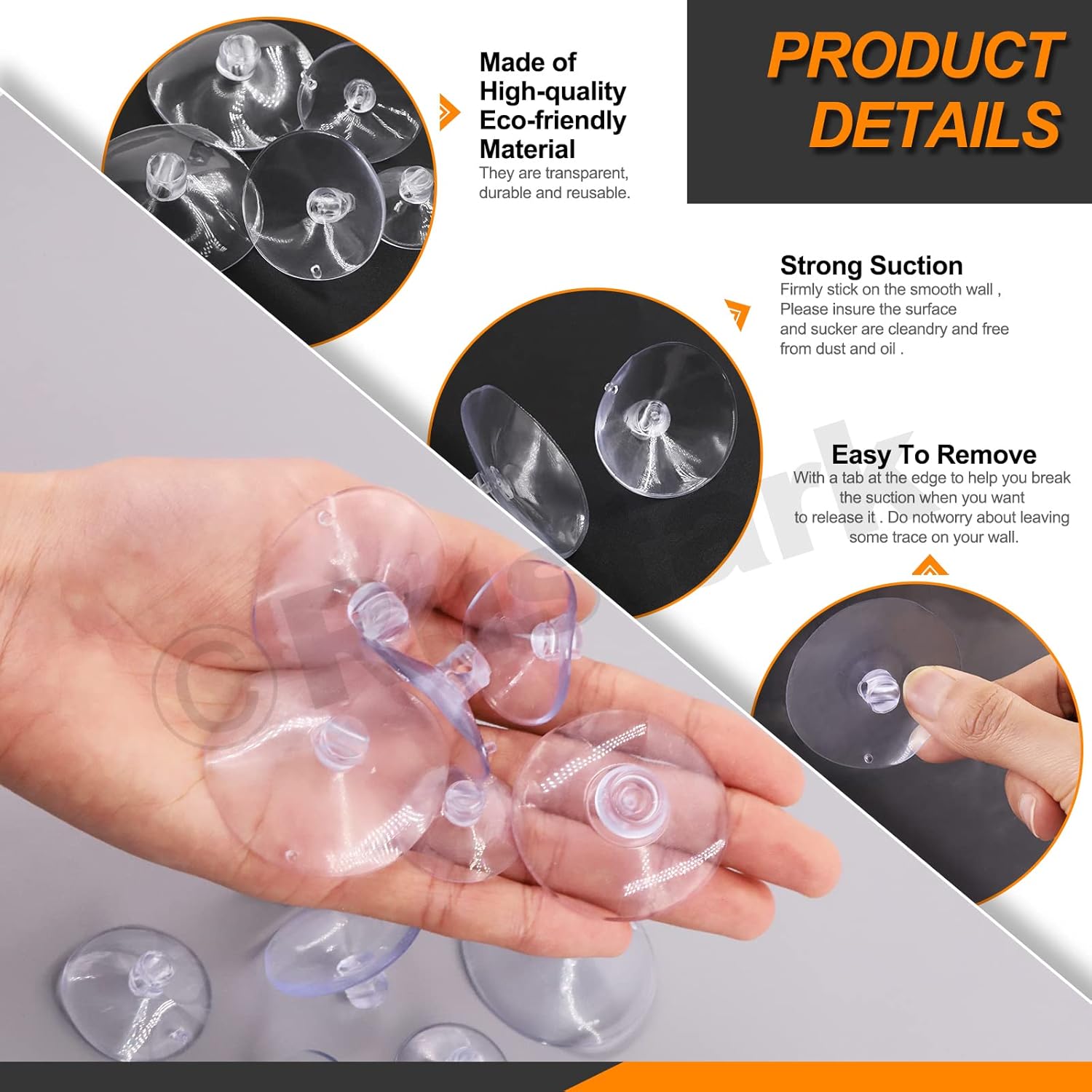 80Pcs 5 Sizes Clear Rubber Suction Cups Set Transparent Anti-Collision Sucker - Image 4