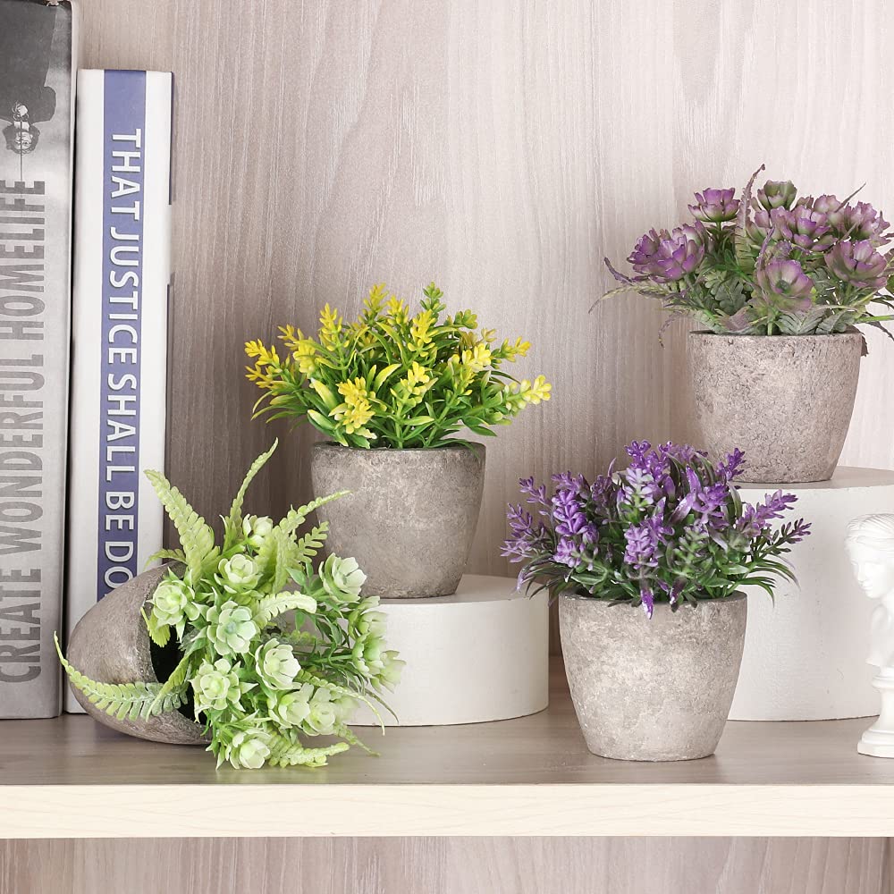 Mini Artificial Plants Potted 6 Pcs, Fake Potted Green Flower - Image 5
