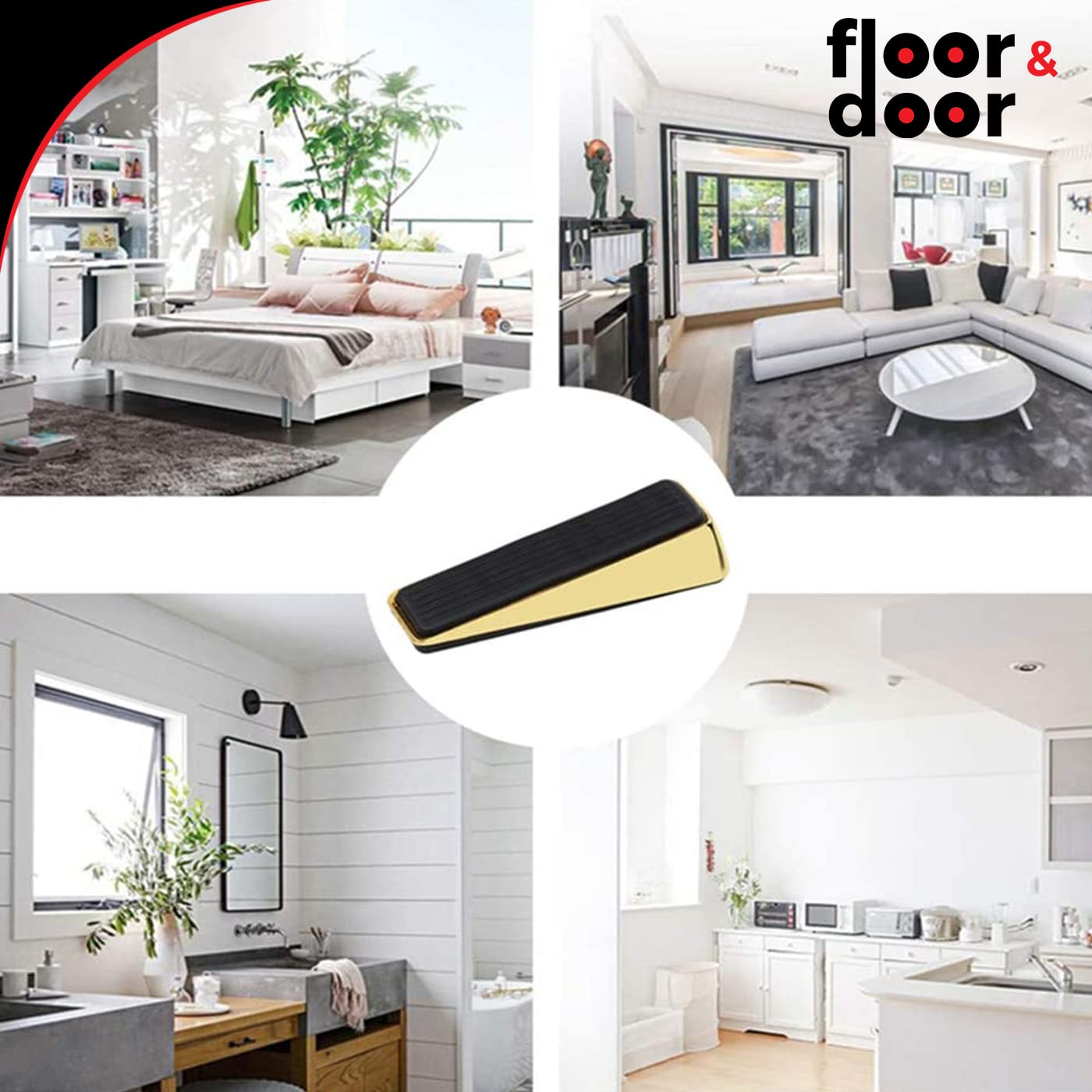 Golden Doorstop (Pack of 2) - Premium Quality Zinc Alloy - Durable Heavy Duty - Image 5