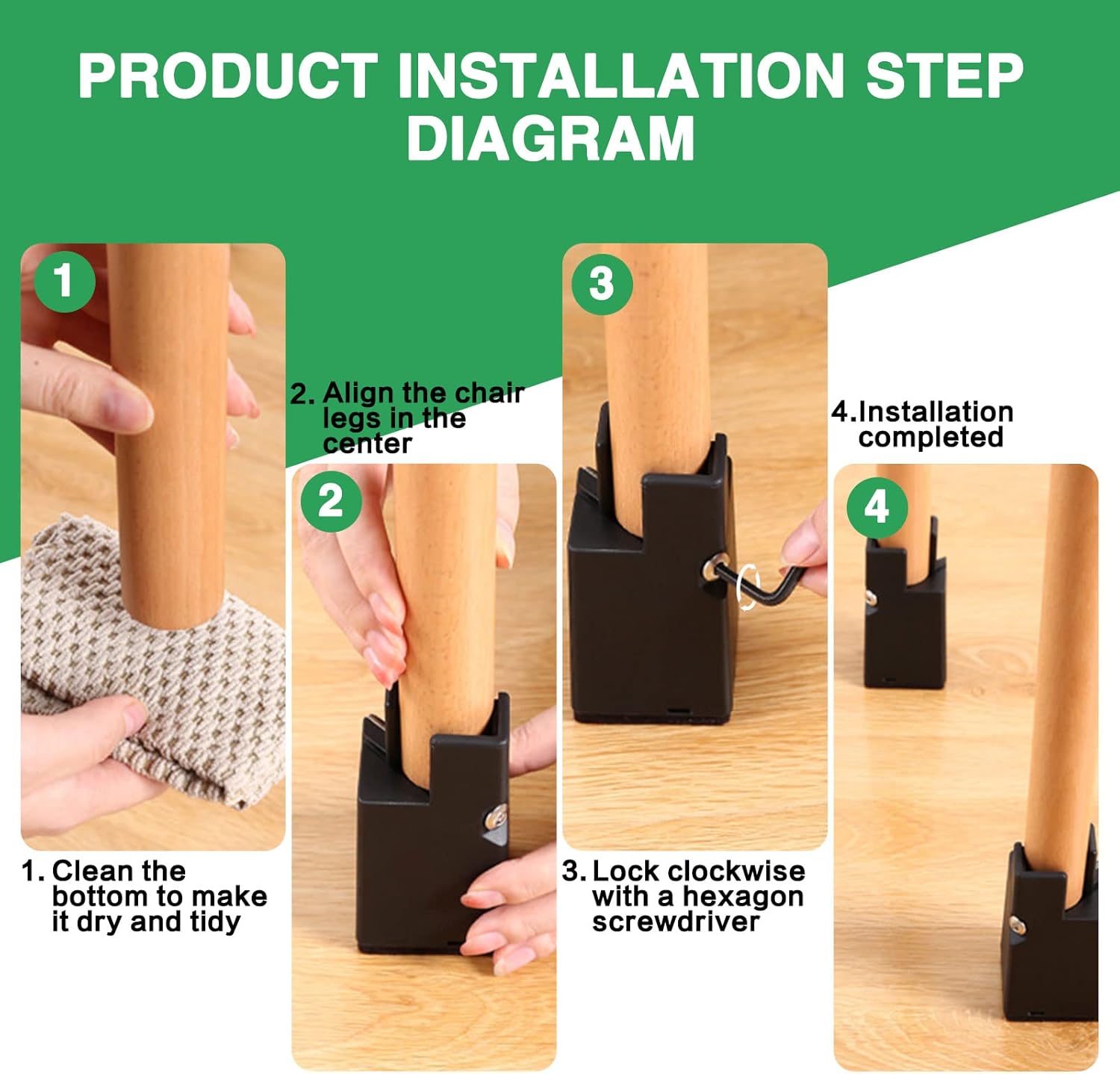 4Pcs Adjustable Furniture Risers with Screw Clamp, Sturdy Desk Risers for Desk - Image 6