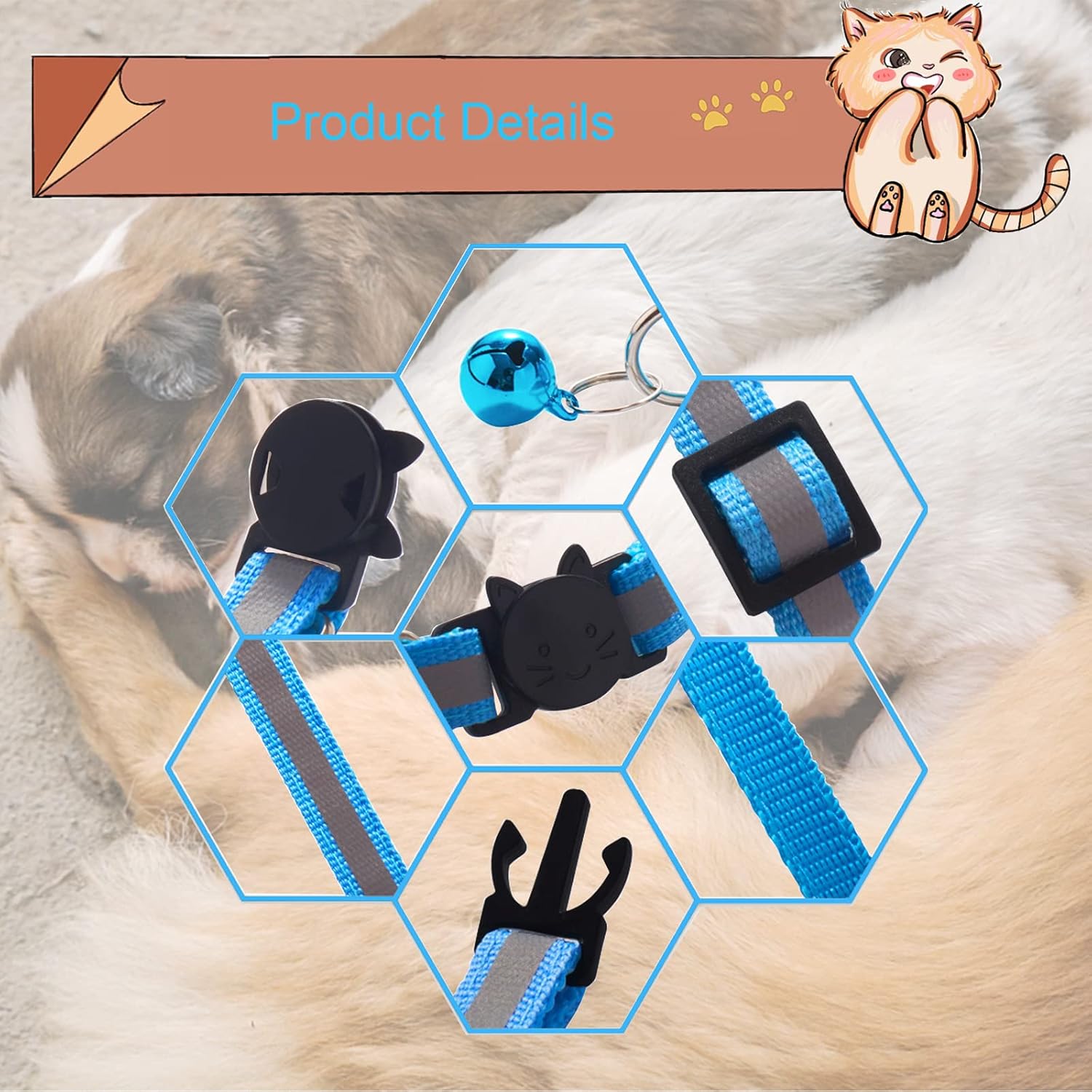 18 PCS Puppy ID Collars Reflective Stripe Puppy Collars Puppy Collars with Bell - Image 6