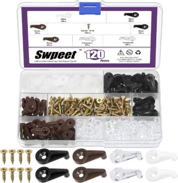 120 Sets 4 Colors Glass Retainer Clips with Matched Screws Assortmnet Kit
