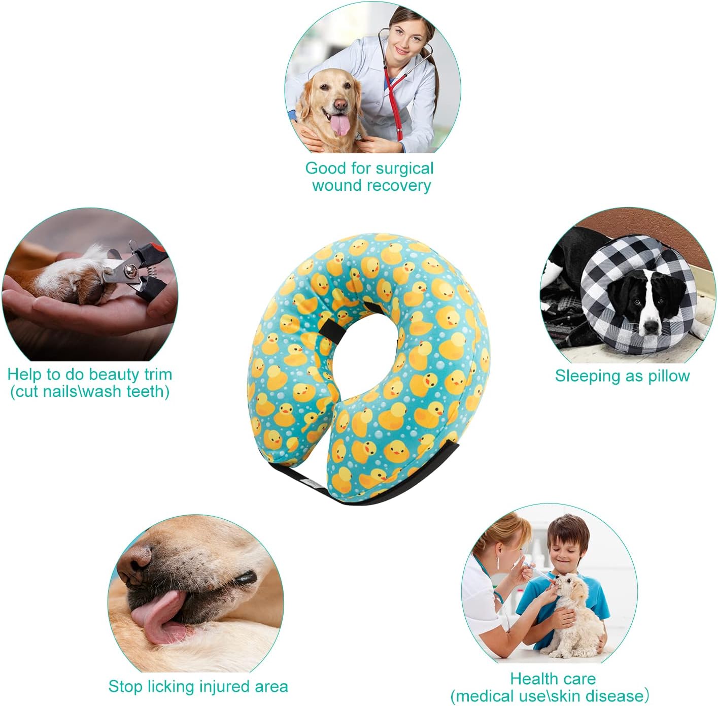 Inflatable Soft Dog Cone with Removable Fleece Covers for Small/Medium/Large - Image 3