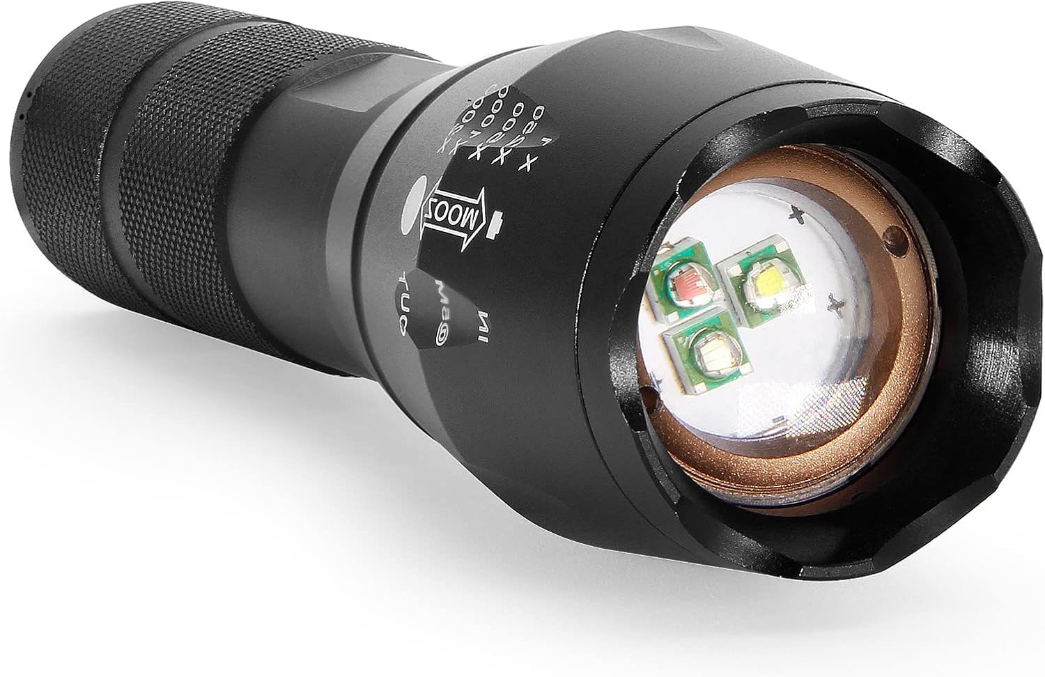 Red Green White Flashlight, 1000 lumens Powerful LED Waterproof Adjustable Focus
