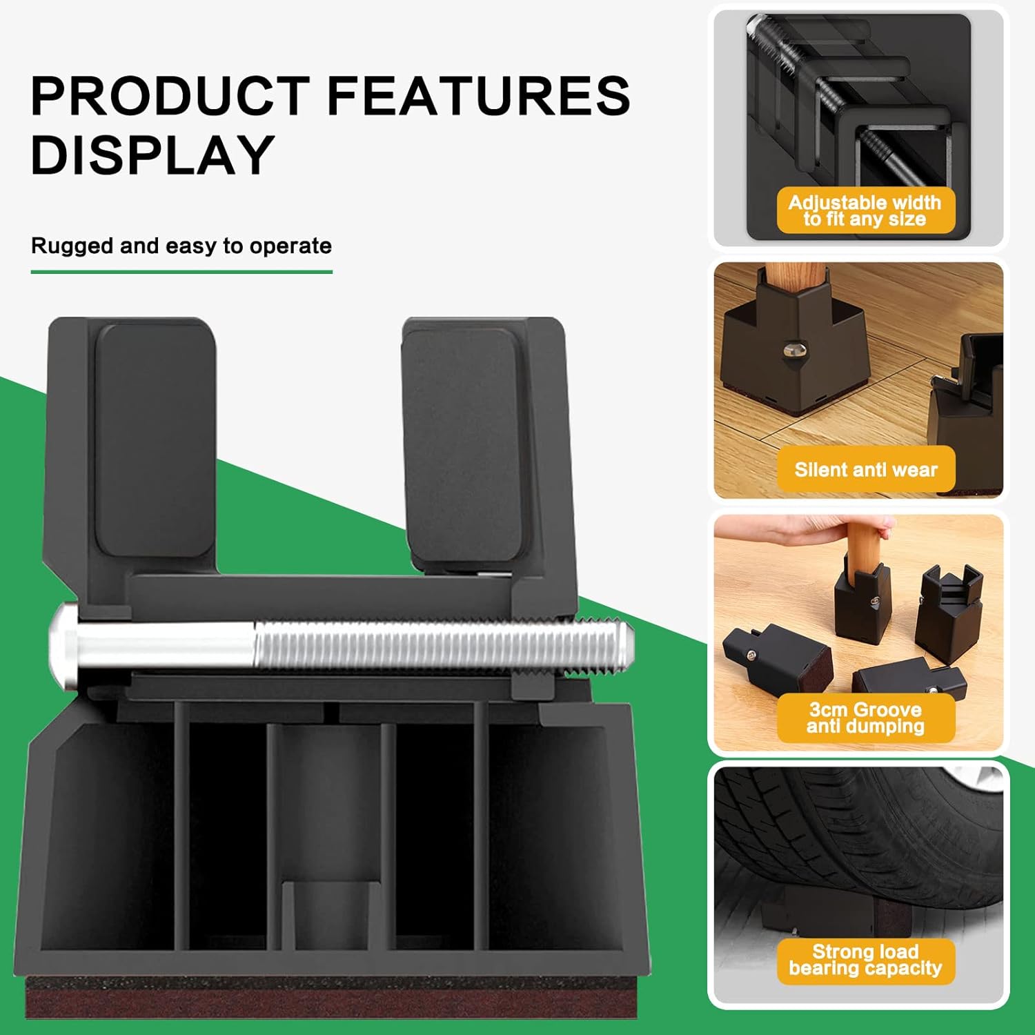 4Pcs Adjustable Furniture Risers with Screw Clamp, Sturdy Desk Risers for Desk - Image 5