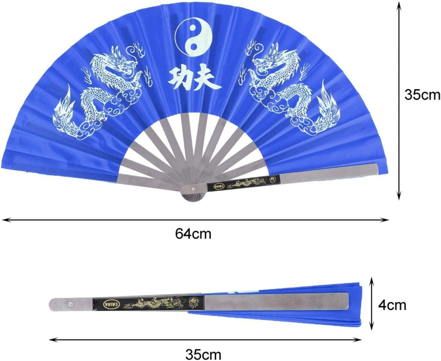 Tai Chi Fan, Stainless Steel Kung Fu Fan Large Folding Hand Fan Nylon Cloth - Image 6