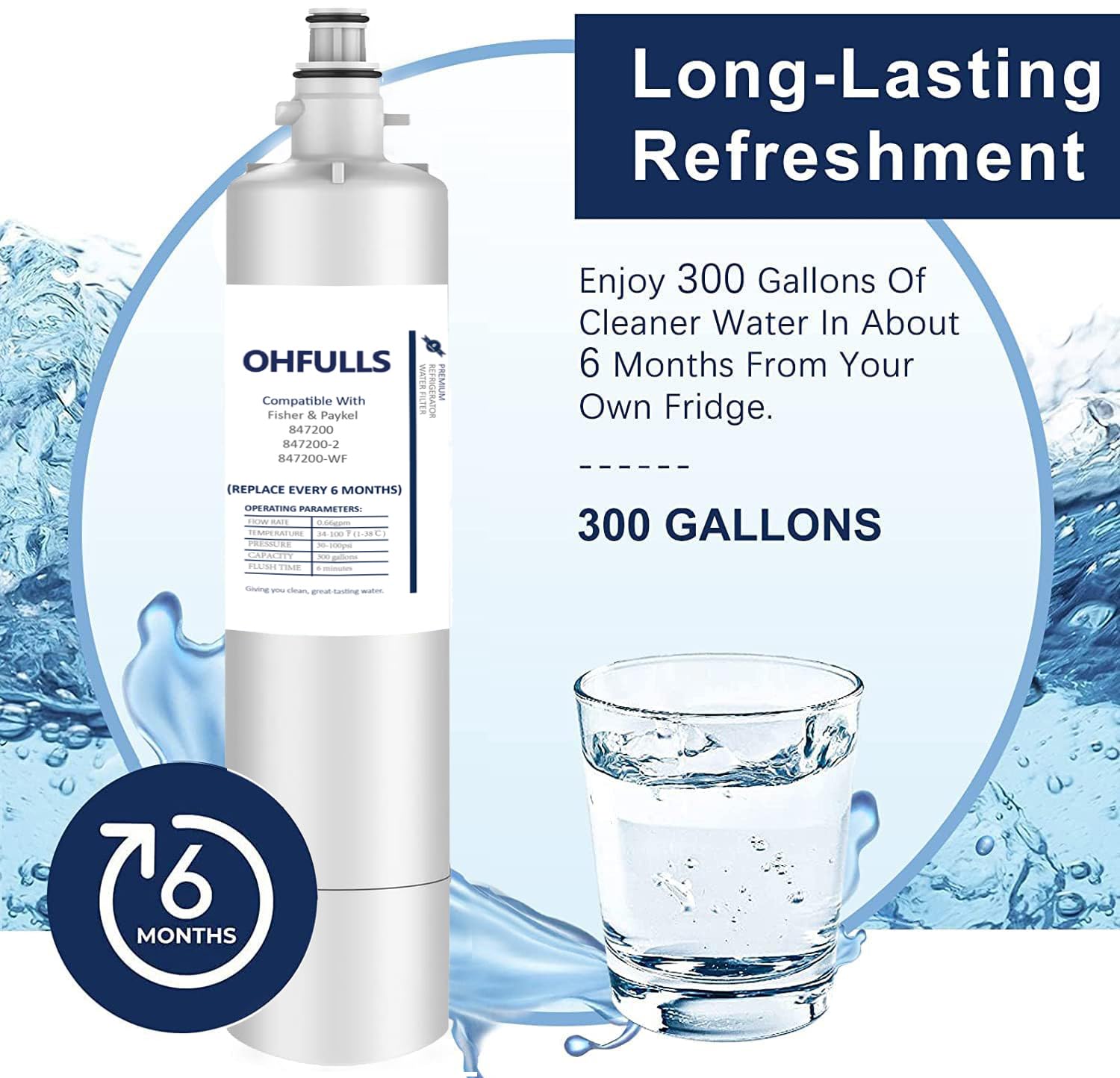 847200 Refrigerator Water Filter, Compatible with Fisher Paykel 847200 Fridge - Image 3