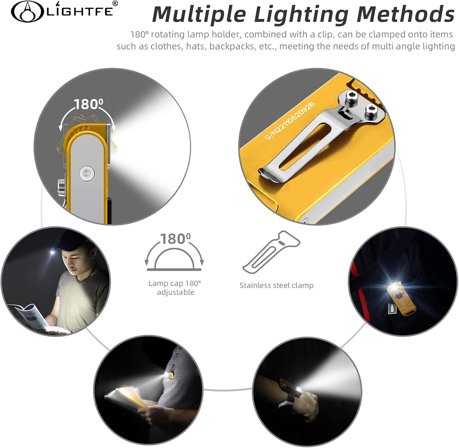Keychain Flashlight MK62 USB Rechargeable 180-degree Rotating lamp Head - Image 5
