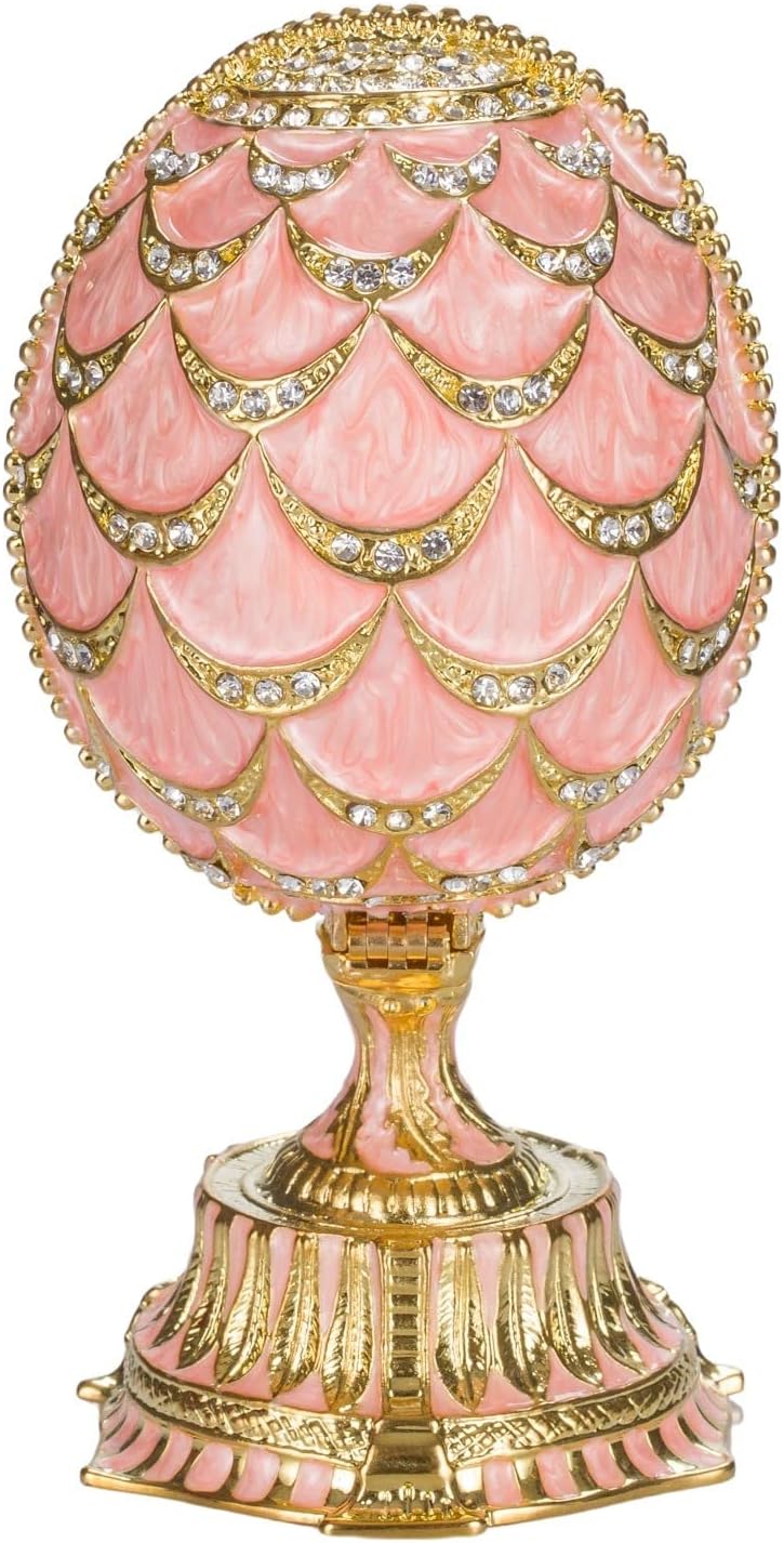 Faberge Style Pinecone Egg with Elephant 12 cm Pink - Image 2